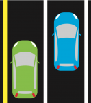 Verkeersborden Amerika volle witte lijn