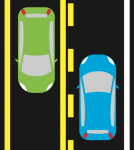 Verkeersborden Amerika dubbele gele lijn, vol aan linkerkant, onderbroken aan rechterkant