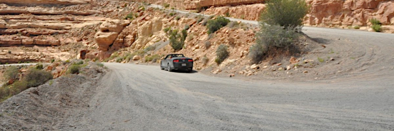 Unpaved roads with a rental car